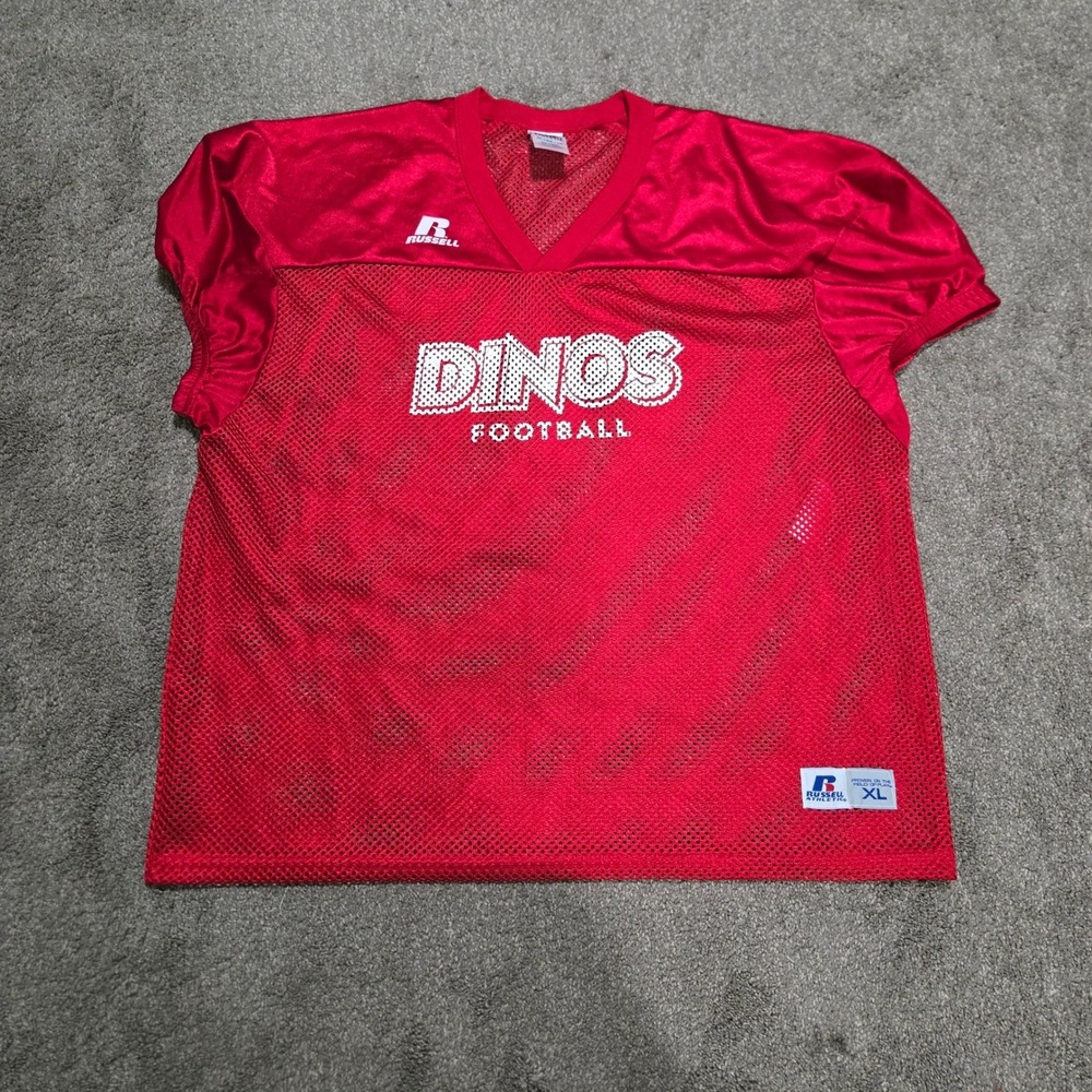 Russell Athletic Dinos Football Jersey Red Mesh XL Mens